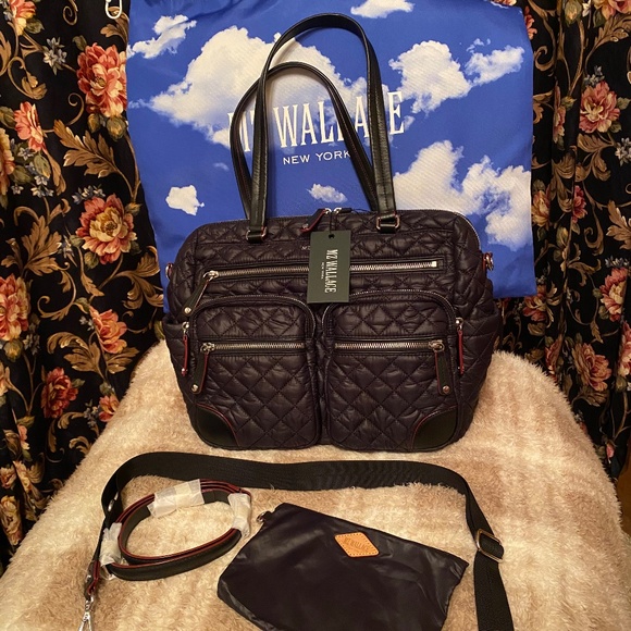 MZ Wallace Bags Mz Wallce Crosby City Bag Crossbody Tote Black Quilted Many Compartments